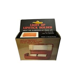 Vintage Light UP Lipstick Case Holder Original Box Very Dark Red-Brownish NEW